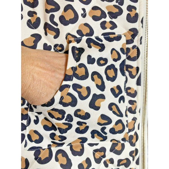 Mud Pie Quilted Vest Womens Leopard Print Puff Full Zip Lined Brodie‎ Vest - Picture 4 of 9